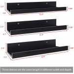 16 Inch Black Floating Shelves Set of 3 Picture Ledge Wall Mount Shelf for Bedroom Living Room Office Kitchen