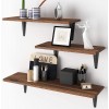 BAMEOS Floating Shelves Rustic Wood Wall Storage Shelves Wall Mounted Shelf Organizer Set of 3 for Living Room Bedroom Kitchen Bathroom Office