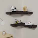 Cayln Corner Floating Shelves Wall Mounted Invisible Mounting Brackets Thick Rustic Wood Wall Shelves for Bedroom Living Room Bathroom Kitchen Set of 2 Brown