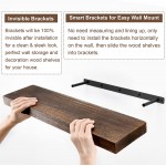 Floating Shelves for Wall Storage 24" x 6"  Rustic Wood Wall Shelves for Bathroom Wall Mount Hanging Book Shelves with 4 Hooks Farmhouse Decor Bedroom Shelves for Living Room Kitchen Office