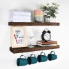 Floating Shelves for Wall Storage 24" x 6"  Rustic Wood Wall Shelves for Bathroom Wall Mount Hanging Book Shelves with 4 Hooks Farmhouse Decor Bedroom Shelves for Living Room Kitchen Office