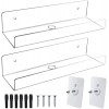 Mocoosy 2 Pack Clear Acrylic Floating Wall Shelf 10'' Invisible Wall Mounted Ledge Shelf Small Display Shelves for Smart Speaker Action Figures Great for Room Bathroom Office Home Display