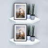 RANK Floating Corner Shelves Wall Mounted Display Organizer Storage Shelf Set of 2 for Bathroom Bedroom Living Room Kitchen Office and More White