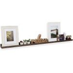 Rustic State Ted Wall Mount Extra Long Narrow Picture Ledge Shelf Display | 60 Inch Floating Wooden Storage Shelf Torched Brown