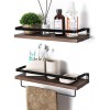 SODUKU Floating Shelves Wall Mounted Storage Shelves for Kitchen Bathroom,Set of 2 Brown