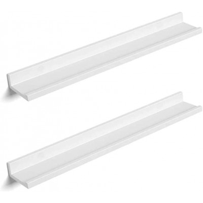 SONGMICS Floating Shelves Set of 2, Wall Shelves Ledge 31.5 x 3.9 Inches with Front Edge for Picture Frames Books Spice Jars Living Room Bathroom Kitchen Easy Assembly White ULWS080W01