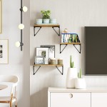 SRIWATANA Floating Shelves Wall Mounted Rustic Wall Shelves for Bedroom Bathroom Living Room Kitchen Set of 3 Carbonized Black