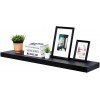 WELLAND 48 inch Black Miassion Floating Shelves for Wall Bathroom Wall Mount Shelves Wood Modern Display Shelves Book Shelves,for Bedroom,Living Room and Kitchen