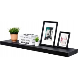 WELLAND 48 inch Black Miassion Floating Shelves for Wall Bathroom Wall Mount Shelves Wood Modern Display Shelves Book Shelves,for Bedroom,Living Room and Kitchen