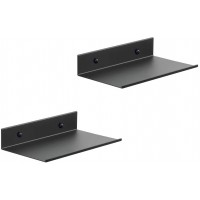 Z metnal Small Floating Shelves Mini Display Metal Shelf for Collection Decor Lack Wall Shelf Utility Shelves,Aluminum Wall Mounted Matte Black 8 inch 2 Pack