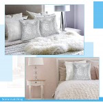 4 Pieces Sequin and Fluffy Pillow Cases Faux Fur Throw Pillow Covers 18 x 18 Inches Glitter Decorative Pillowcases Soft Fuzzy Cushion Cover for Couch Bed Sofa Living Room Christmas Silver
