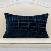 Alerfa 12 x 20 Inch Rectangle Geometrical Plaid Striped Embroidery Cut Velvet Cushion Case Luxury Modern Lumbar Throw Pillow Cover Decorative Pillow for Couch Sofa Living Room Bedroom Car Navy Blue