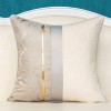 Alerfa 20 x 20 Inch Silver Gray White Geometric Striped Gold Leather Patchwork Velvet Cushion Case Luxury Modern Lumbar Throw Pillow Cover Decorative Pillow for Couch Sofa Living Room Bedroom Car