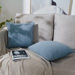 Booque Valley Pack of 2 Decorative Throw Pillow Covers Ultra Soft Modern Braid Patterned Square Blue Cushion Covers Stretchy Pillow Cases for Sofa Couch Bedroom20 x 20 inch Grey Blue