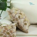 CaliTime Cushion Cover Throw Pillow Case Shell for Couch Sofa Home Decoration Luxury Chenille Cute Leaves Both Sides 20 X 20 Inches Ecru Taupe