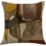 Couch Pillows for Iiving Room Set of 4 ,Brown and Blue Decorative Throw Pillow Covers 18x18 Inch Geometric Abstract Arts Linen Pillowcase Cushion Cases Abstract Arts