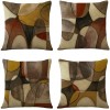 Couch Pillows for Iiving Room Set of 4 ,Brown and Blue Decorative Throw Pillow Covers 18x18 Inch Geometric Abstract Arts Linen Pillowcase Cushion Cases Abstract Arts