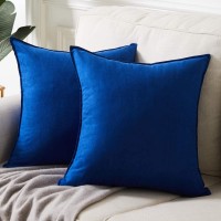 Fancy Homi 2 Packs Premium Faux Suede Decorative Throw Pillow Covers Super Soft Square Pillow Case,Solid Cushion Cover for Couch Sofa Bedroom 18" x 18" Set of 2 Blue