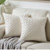 Fancy Homi Pack of 2 Boho Decorative Throw Pillow Covers with Cute Basket Weave Pattern,Soft Suede Accent Solid Square Cushion Case for Couch Sofa Bedroom Car Living Room Cream 18x18 inch 45x45 cm