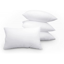 Hicomfety Throw Pillow Inserts with 100% Cotton Brushed Cover（Pack of 4 White） 12x20 Inches Decorative Outdoor Pillow Inserts for Bed,car,Garden,Living Room