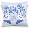 JUMA Pillow Cases Staffordshire Dogs in Chinoiserie Style Blue and White Porcelain Throw Pillow Covers Home Bedding Decorative Pillows Inserts Covers Cotton Velvet 16''X16'' for Sofa Couch Bed Office