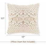 Mkono Throw Pillow Cover Macrame Cushion Case Pillow Inserts Not Included Set of 2 Boho Pillows Decorative Pillow Cover for Bed Sofa Couch Bench Boho Home Decor,17 Inches