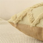 OMIO Pack of 2 Soft Plush Short Faux Wool Velvet Decorative Throw Pillow Covers Luxury Square Pillowcases Boho Cushion Covers for Couch Sofa Bedroom 18"x18" Beige