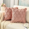 OMIO Pack of 2 Soft Plush Short Faux Wool Velvet Decorative Throw Pillow Covers Luxury Square Pillowcases Boho Cushion Covers for Couch Sofa Bedroom 16"x16" Heather Pink