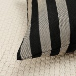 Plweaver Black Stripe Throw Pillow Cover Set of 2 Farmhouse Decorative Linen Textured Square Cushion Case 18x18 Inches for Couch Bed Sofa Living Room Home Décor ,18Inx18Inx2