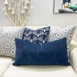 SLOW COW Cashmere Rectangular Pillow Cover Pillowcase Decorative Lumbar Throw Pillow Cover for Couch Sofa 12 x 24 Inches Navy Blue