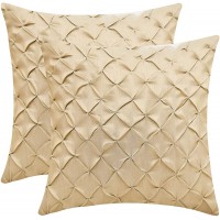 The White Petals Gold DecorativeThrow Pillow Cover 14x14 inch | Decorative Washable Cushion Covers for Couch Sofa Bedroom Living Room Pack of 2
