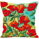 TongXi Square Decorative Soft Throw Pillow Covers for Chair Deco Indoor,18 x 18 inches 4 Packs Hand Painting Red Flowers