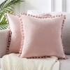 Top Finel Decorative Throw Pillow Covers 18 x 18 Inch Soft Particles Velvet Solid Cushion Covers with Pom-poms for Couch Bedroom Car 45 x 45 cm Pack of 2 Blush Pink