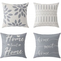 Veibcw Throw Pillow Covers Modern Geometry Patterns Linen Pillowcase Sofa Living Room Home Decoration PillowcasesGray 18x18 4-Piece Set
