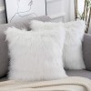 WLNUI Set of 2 White Decorative Fluffy Pillow Covers New Luxury Series Merino Style Faux Fur Throw Pillow Covers Square Fuzzy Cushion Case 16x16 Inch