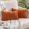 Woaboy Pack of 2 Decorative Velvet Throw Pillow Covers Striped Modern Solid Cushion Covers Rectangle Soft Cozy for Bed Sofa Couch Car Living Room 12x20inch Orange