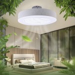 21.6"Ceiling Fan with Lights Enclosed Round Star Moon LED Ceiling Lighting Fan with Invisible Blades,Semi Flush Mount Low Profile Fan W Remote Control for Living Room Children's Room