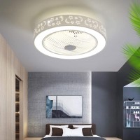 21.6"Ceiling Fan with Lights Enclosed Round Star Moon LED Ceiling Lighting Fan with Invisible Blades,Semi Flush Mount Low Profile Fan W Remote Control for Living Room Children's Room