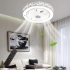 22 Inch Modern White LED Remote Control 3 Color 3 speed Dimmable Lighting Ceiling Fan with Light Invisible Blades Metal Shell Semi Flush Mount Low Profile Enclosed Fan Lantern flower
