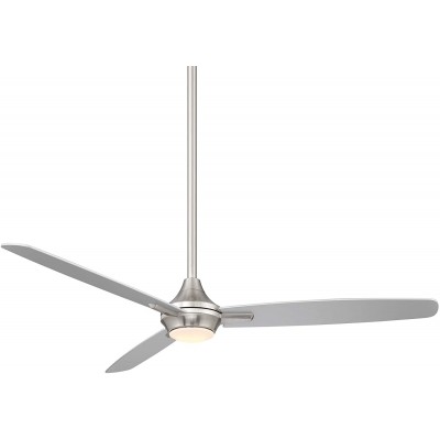 Blitzen Indoor and Outdoor 3-Blade Smart Ceiling Fan 54in Brushed Nickel with 3000K LED Light Kit and Remote Control