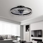 Ceiling Fan with Lights LED Remote Control 3-Color Lighting 3 Wind speeds Invisible Blades Flush Mount Ceiling Light Enclosed Metal Shell Low Profile Fan,19.7'',Sand Black