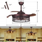DAFOLOGIA Lighting & Ceiling Fans 42" Industrial Ceiling Fan with Lights Remote Control Farmhouse Caged Low Profile Ceiling Fan Light Kit for Kitchen Living Room Bedroom 5 E26 BaseNo Bulb