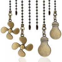 EIFHYT Ceiling Fan Pull Chain Set Light Bulb and Fan Pattern Pull Chain Extension 12 Inch 3mm Diameter Beaded Ball Connector Best for use with Ceiling Fan Lighting 2 Set Bronze