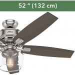 Hunter Bennett Indoor Ceiling Fan with LED Light and Remote Control 52" Brushed Nickel
