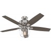 Hunter Bennett Indoor Ceiling Fan with LED Light and Remote Control 52" Brushed Nickel