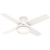 Hunter Dempsey Low Profile Indoor Outdoor Ceiling Fan with LED Light and Remote Control 44" Fresh White