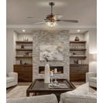 JONATHAN Y JYL9702A Classic Joanna 3-Light Fandelier with Remote Crystal LED Ceiling Fan 52" Oil Rubbed Bronze