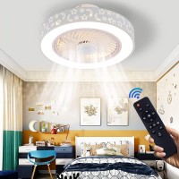LCiWZ Ceiling Fan with Lights 20 in,ceiling fans indoor with light 72W,Remote Control Dimmable Adjustable 3 colors 3 Files,LED Ceiling lighting Fixture,Enclosed Low Profile,Flush mount Ceiling Fans Lights,1 2h Timer