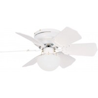 Litex BRC30WW6L Vortex 30-Inch Ceiling Fan with Six Reversible White Whitewash Blades and Single Light kit with Opal Mushroom Glass
