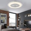 LITFAD 23.5" W LED Acrylic Ceiling Fan Lighting Kids Bedroom Light Round 5 Blades Modern Dimmable Semi Flush Mounted Ceiling Lamp with Intelligent Remote Control for Restaurant Living Room White